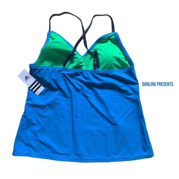 Adidas Performance Bandeaukini Swim Top Women Color Blue Size 14 - Picture 2 of 5